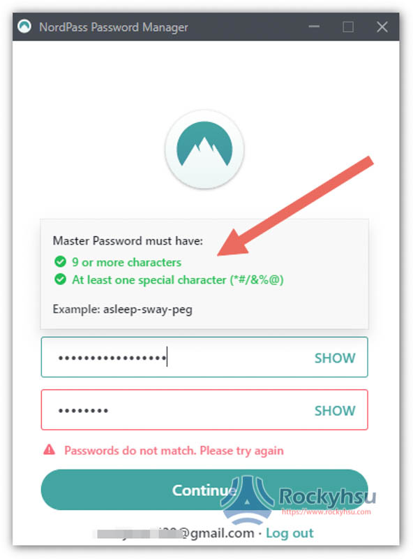 NordPass 建立 Master Password