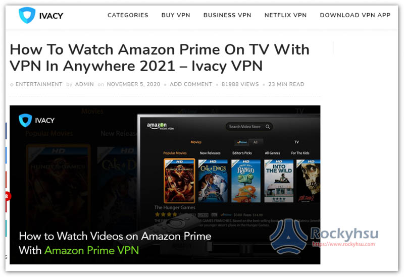 Ivacy Amazon Prime Video