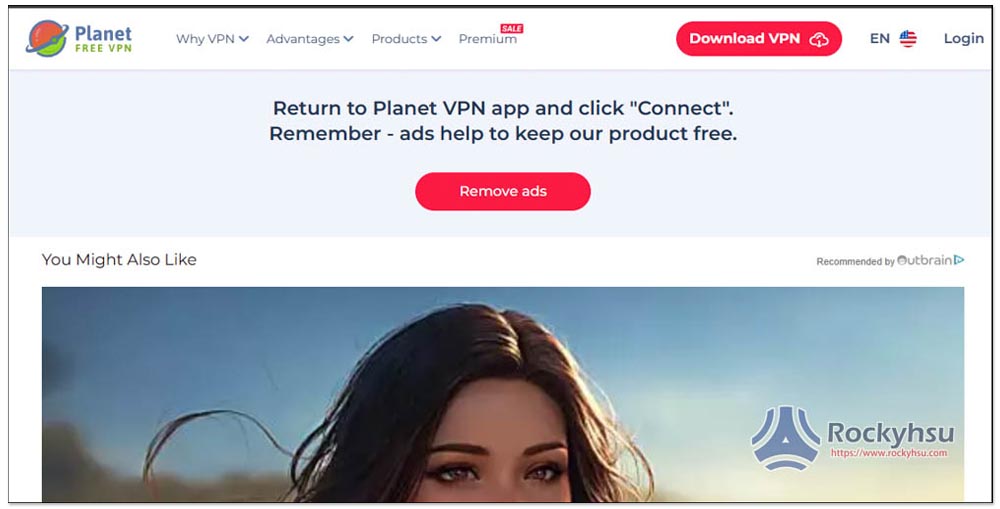 Planet Free VPN 廣告